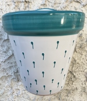 Wandblumentopf, glasiert türkis mit Tropfen